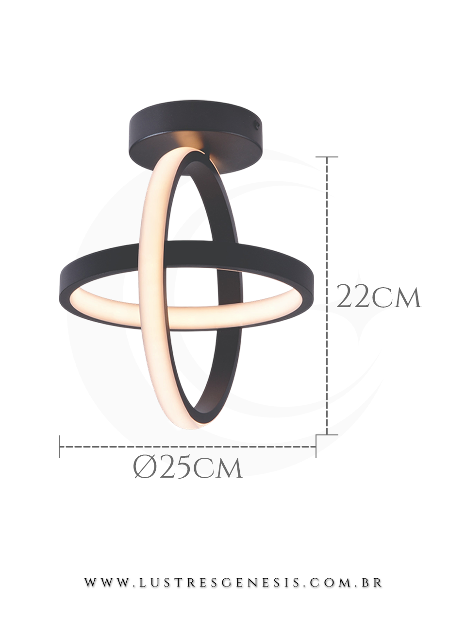 Lumin&aacute;ria Plafon LED Alum&iacute;nio Preto Silicone DCX03212 &Oslash;25cm 26W 3000K Bivolt, Sala de Estar, Quarto Casal, Cozinha, Banheiro